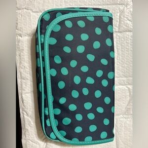 Thirty-One Cosmetic Travel Toiletry Case with Mirror button zipper closure
